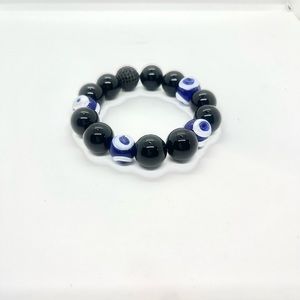 Glass evil eye & onyx gemstone  bracelet